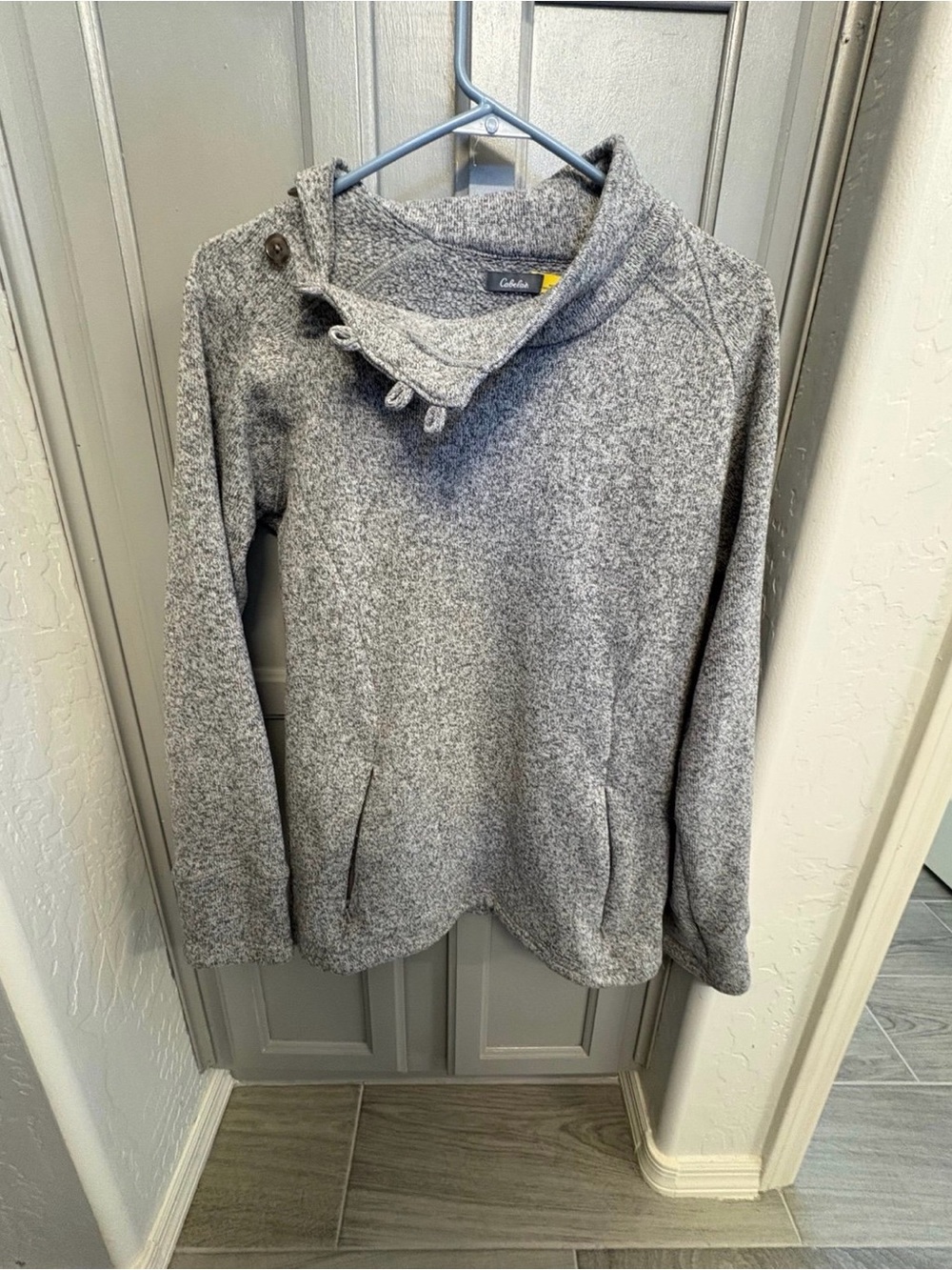 Cabela's Women's Heather Gray Buttoned Cowl Neck Sweater